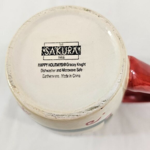 Sakura Table Gracey Knight Happy Holidays 14 Oz Christmas Mugs Cups – Set of 2 - Picture 16 of 16